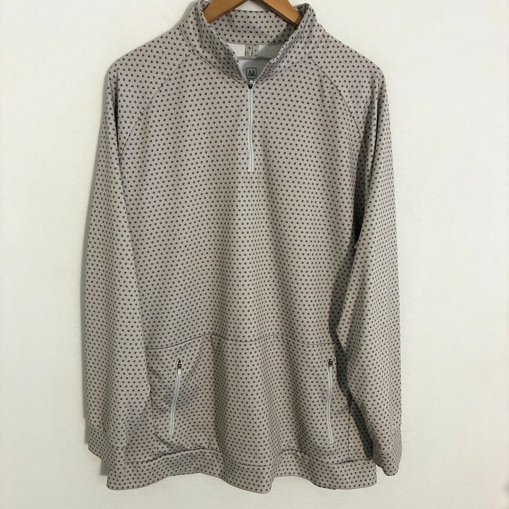 Mizzen+Main 1/4 Zip Pullover Men's XL Geometric AOP Performance Athletic Preppy
